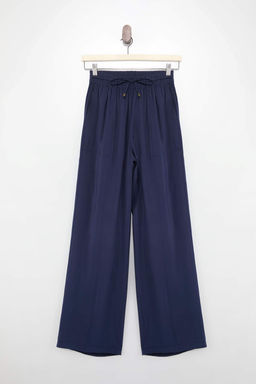 Bej Beli Lastikli Wide Leg/Genis Paca Pantolon TWOSS25PL00123 - Trendyolmilla фото 6