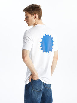 Bisiklet Yaka K?sa Kollu Bask?l? Penye Erkek Ti??rt