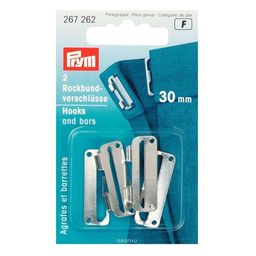 PRYM 267262 Застежки для пояса юбки и брюк для брюк для юбки 30 мм в блистере 2 шт. под никель