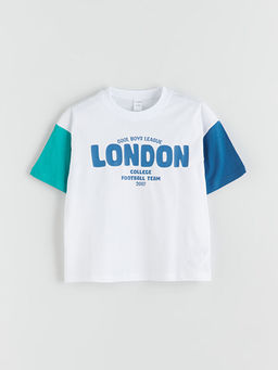 Bisiklet Yaka London Bask?l? Erkek ?ocuk Ti??rt