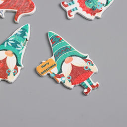 Декор для творчества дерево "Новогодние гномы" набор 10 шт 3,6х2,3 см