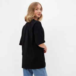 Футболка женская MINAKU: Basic line, чёрная, размер 52