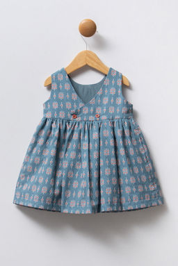 K_z Bebek Mavi S_rt Detayl_ Elbise