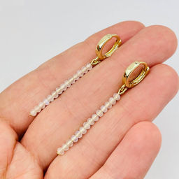 Серьги длинные из Лунного камня