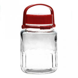 Банка стеклянная Харвест 3л, пластмассовая крышка с ручкой, красный, цветная коробка, Pasabahce (Россия)