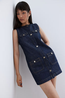 Vestido denim con botonadura frontal