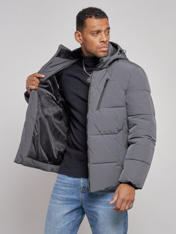 Куртка зимняя молодежная мужская с капюшоном темно-серого цвета 8320TC - Wonderrman фото 8