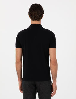 Siyah Slim Fit %100 Pamuk Polo Yaka T-shirt