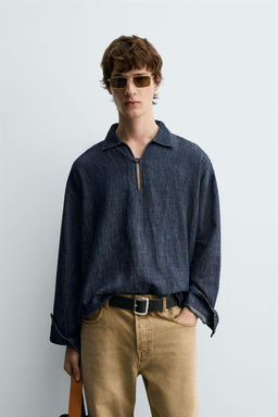 DENIM COTTON-LINEN SHIRT - Zara фото 2