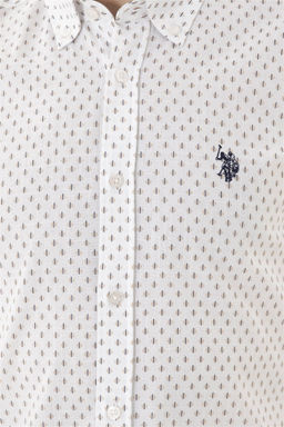 Мужская бежевая белая рубашка с принтом - U.s. polo assn фото 7