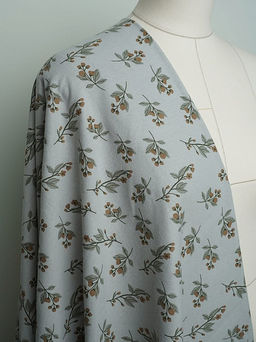 Теплый хлопок Осенние веточки цв.серый с мятным оттенком, ш.1.5м, хлопок-100%, 160гр/м.кв - Купава фото 5