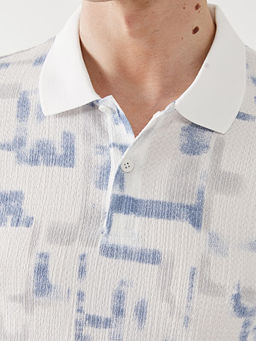 Polo Yaka K?sa Kollu Desenli Erkek Ti??rt