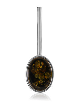 Удлинённый кулон из искрящегося зелёного янтаря Бенефис