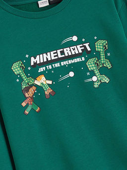 Bisiklet Yaka Minecraft Bask?l? Erkek ?ocuk Sweatshirt