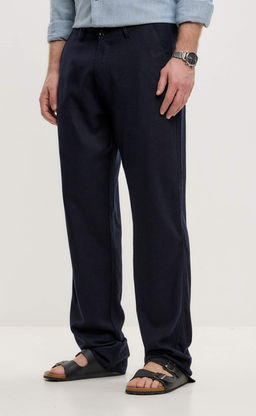 Брюки лен F511-0851 navy