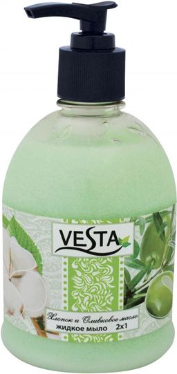 Vesta Мыло жидк.2х1 (Дозатор-500мл) Хлопок и Оливковое масло .18