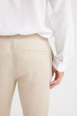 Yazl_k Jogger Keten D_z Pa_a Pantolon - Defacto фото 5