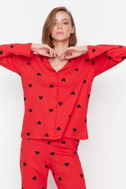 Trendyolmilla Lacivert %100 Pamuklu Kalpli Orme Pijama Tak?m? THMAW21PT0548 фото 4