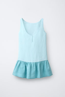 VESTIDO VOLANTE CON LINO / Azul claro - Zara фото 2