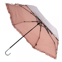 Зонт механический Романтика ткань эпонж (полиэстер) с рюшами + черное УФ-покрытие, 8 лучей, д/купола 86см h58см, 3 сложения, 28см в сложенном виде, алюминиевая ручка, цвет розовый, 227гр (Китай) - Домашняя мода фото 3