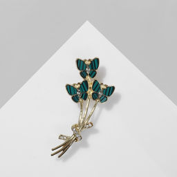 Брошь Бабочки малахитовые, цвет бело-зелёный в золоте