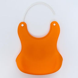 Нагрудник для кормления силиконовый с карманом, оранжевый