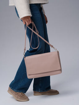 Кожаная сумка клатч Deboro 30181 розово-бежевый