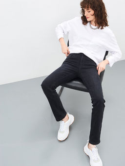 Утепленные Женские Джинсы Прямые на Флисе