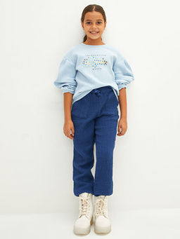 Bisiklet Yaka Bask?l? Uzun Kollu Pamuklu K?z ?ocuk Ti??rt - Waikiki фото 3