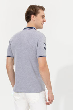 U. S. Polo Assn Мужская серая меланжевая базовая футболка с воротником-поло - U.s. polo assn фото 5