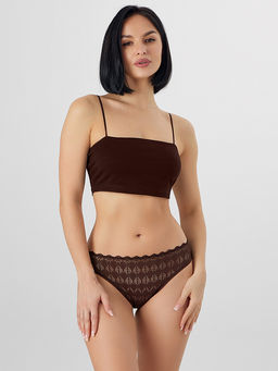 Цена за 2 штуки! Трусы женские коричневые классические кружевные