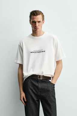 CAMISETA BOXY FIT BORDADOS COMBINADOS / Blanco - Zara фото 2