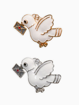 Цена за 12 шт. Брошь "Почтовый голубь", цвет микс (неделимая фас 12шт)