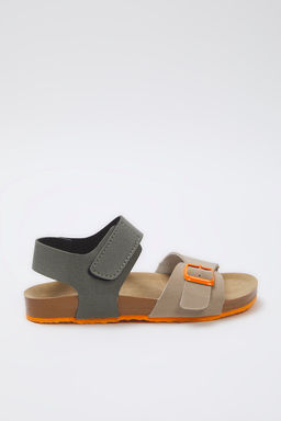 Trendyol Shoes Bej Nubuk Renk Bloklu C?rt Bantl? Unisex Kucuk Cocuk Kids Sandalet TAKSS25SD00057 - Trendyolmilla фото 3