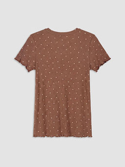 Bisiklet Yaka Kalp Desenli Kad?n Pijama ?st?