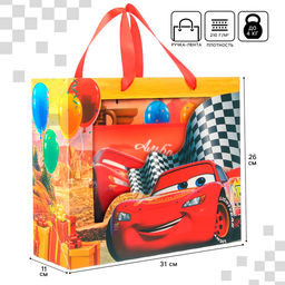 Пакет подарочный, 31×26×11 см, упаковка, Тачки