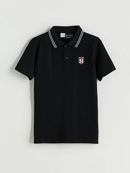 Polo Yaka Be?ikta? Bask?l? Erkek ?ocuk Ti??rt