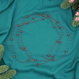 Цена за 3 шт. Бусы на ёлку 2 м d=7 мм Бусины нити красный