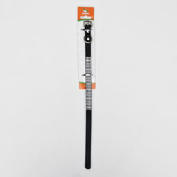 Ошейник со стразами в 4 ряда и стразы на пряжке, 38 х 1,5 см, ОШ 26-33, чёрный - Пижон фото 6