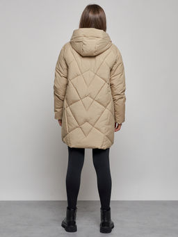 Зимняя женская куртка модная с капюшоном светло-коричневого цвета 52361SK - Holdluck фото 5