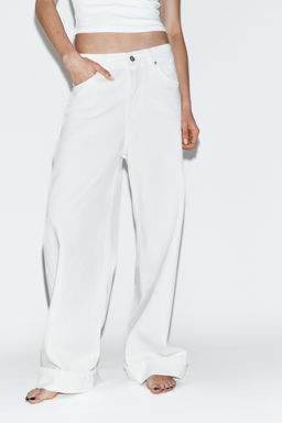 JEANS TRF BAGGY FOLDED TIRO MEDIO / Blanco - Zara фото 8