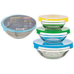 Набор из 3 стеклянных мисок с крышками Insalato 360/510/920 мл арт.007178 (MALLONY)