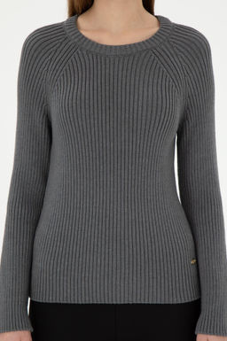 Женский серый меланжевый свитер с круглым вырезом Неожиданная скидка в корзине - U.s. polo assn фото 6