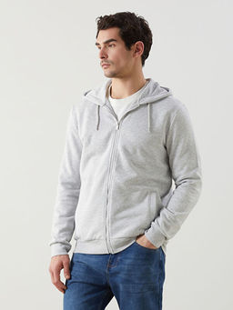 Kap??onlu Uzun Kollu Erkek Fermuarl? Sweatshirt