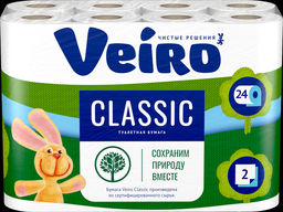 VEIRO т/бумага 2-сл. Классик (24 рул.) Белая