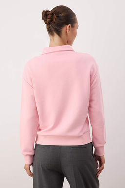 Ac?k Pembe Yar?m Pat Fermuarl? Regular/Normal Kal?p Orme Sweatshirt TWOAW26SW00108