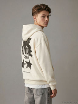 Bask?l? Erkek ?ocuk Kap??onlu Sweatshirt