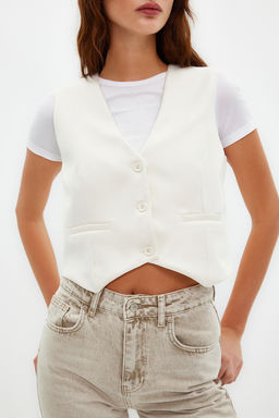 TRENDYOLMILLA Siyah Regular Dokuma K?sa/Crop Yelek TWOSS22YE0053 фото 9