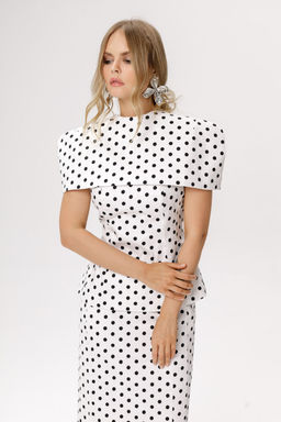 Блуза Pirs 6609 горохи на белом фоне