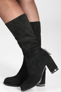 Сапоги из искусственной замши черные